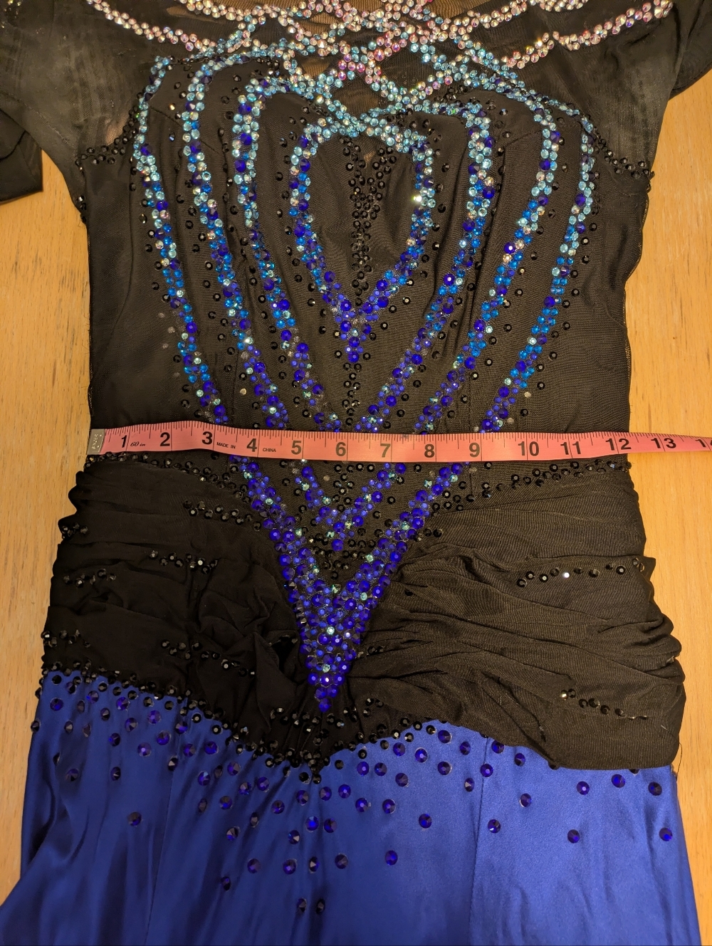 Smooth Ballroom Competition Dress - Black and Royal Blue - Picture 5 of 7